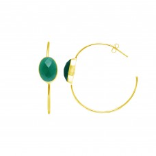 Green Onyx Oval Hoop gemstone earring 